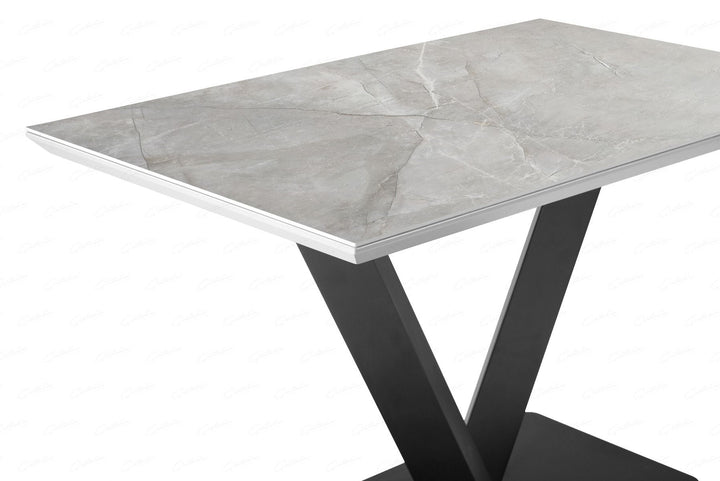 Alessia Ceramic Dining Table - Grey Ceramic Marble