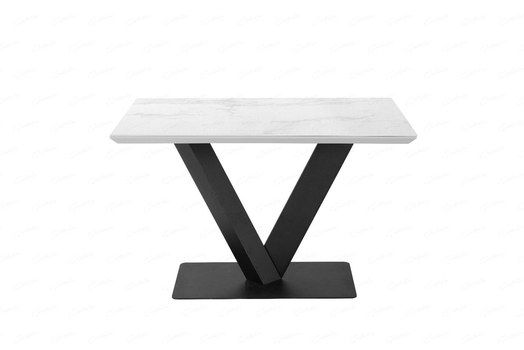 Alessia Ceramic Dining Table - White Ceramic Marble