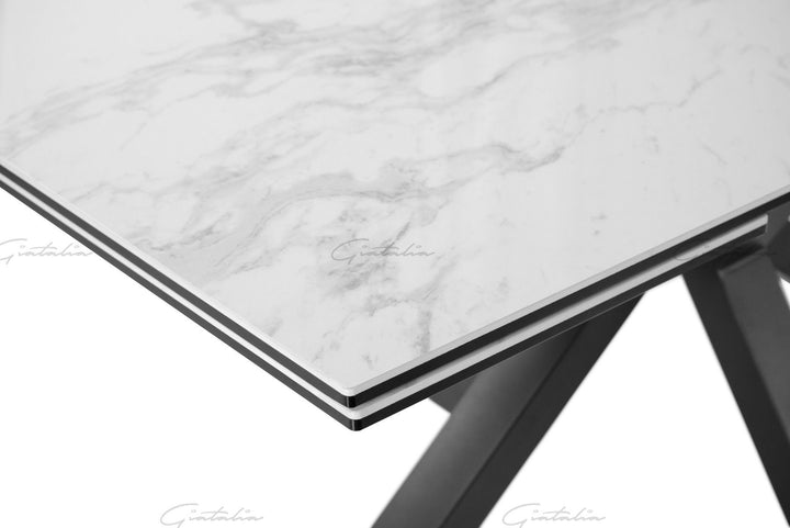 Amari BIG Extending Table - White Ceramic Marble