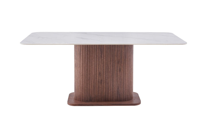 Eleanor Dining Table - Walnut & White Sintered Stone