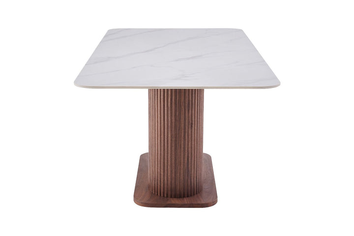 Eleanor Dining Table - Walnut & White Sintered Stone