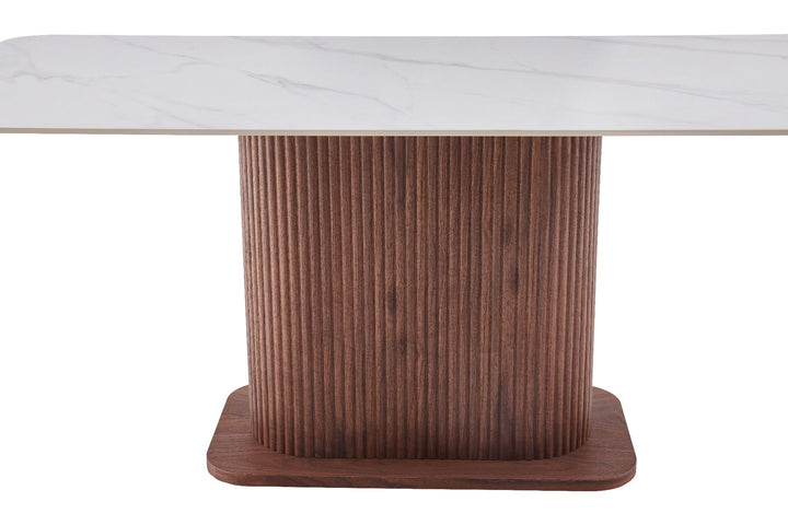 Eleanor Dining Table - Walnut & White Sintered Stone