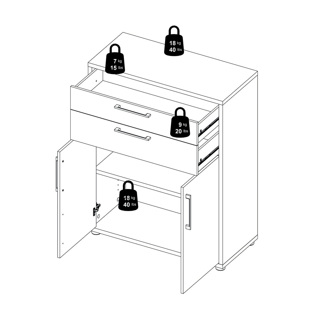 Prima Bookcase with Drawers and Doors in White