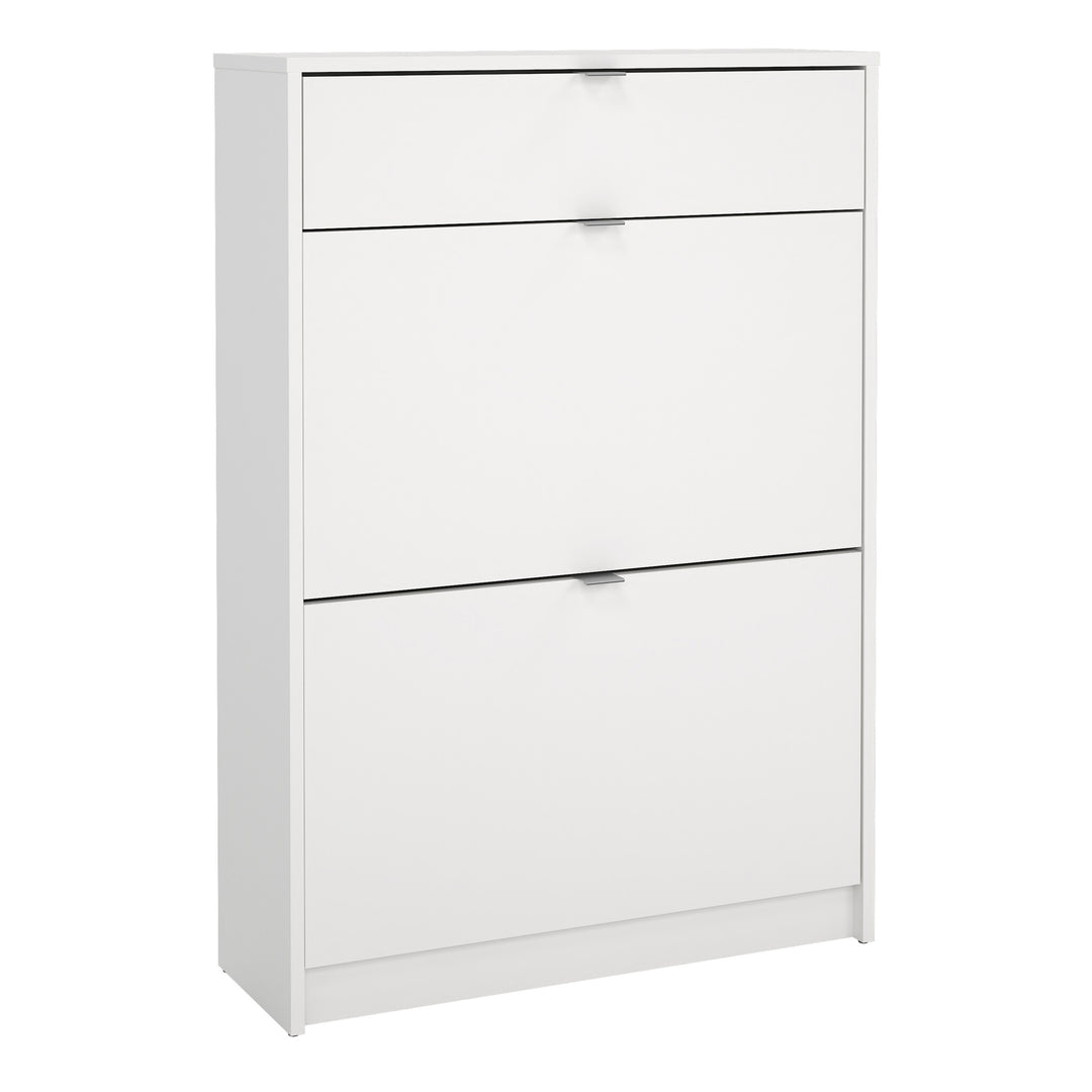 Shoe Cabinet with 2 Flip-Down Doors and 1 Drawer in White Finish