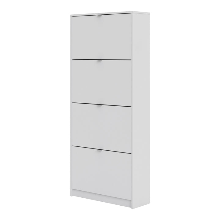 Shoes Cabinet with 4 Flip Doors and 2 Layers in White