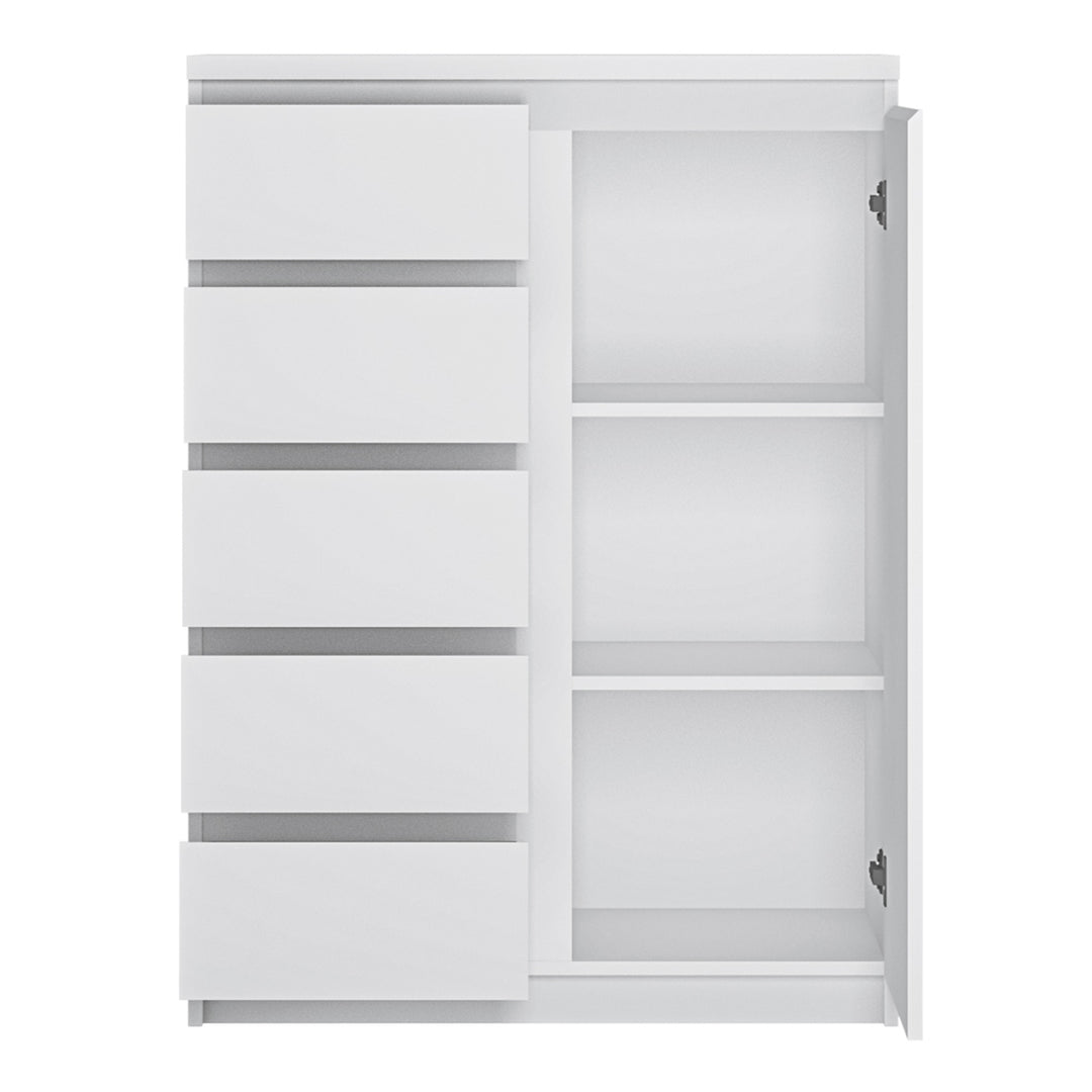 Fribo Cabinet with 1 Door and 5 Drawers in White Finish