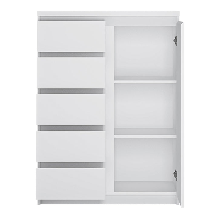 Fribo Cabinet with 1 Door and 5 Drawers in White Finish