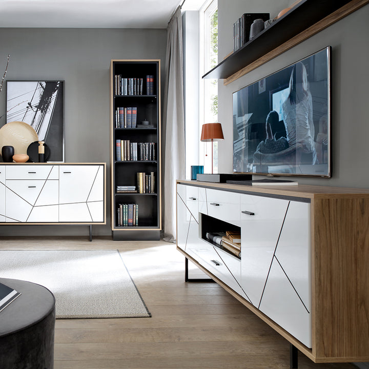 Brolo 167cm Wall Shelf in Walnut and Dark Panel Finish