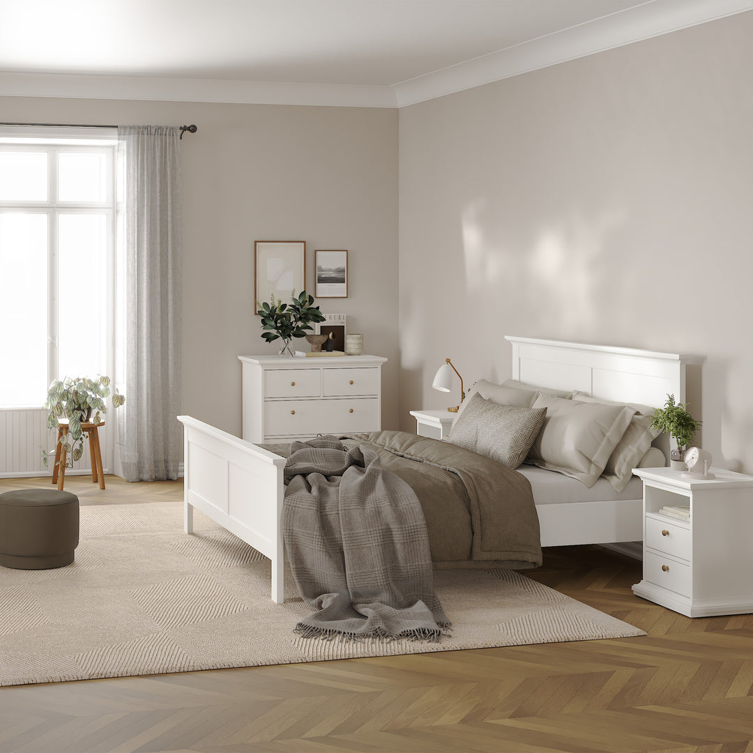Paris Double Bed Frame 140 x 200cm in White Finish