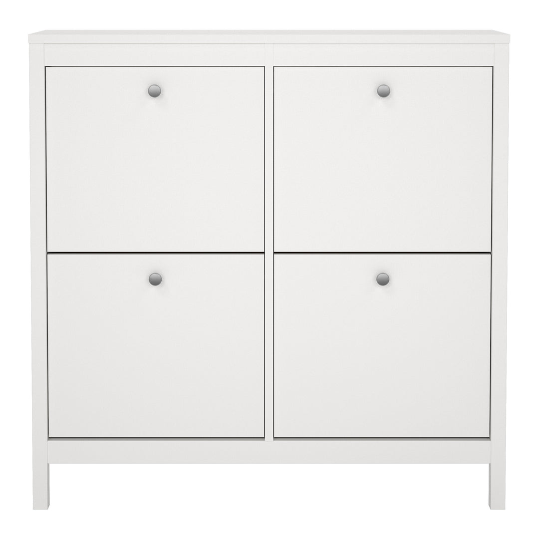Madrid Shoe Cabinet with 4 Flip-Down Doors in White