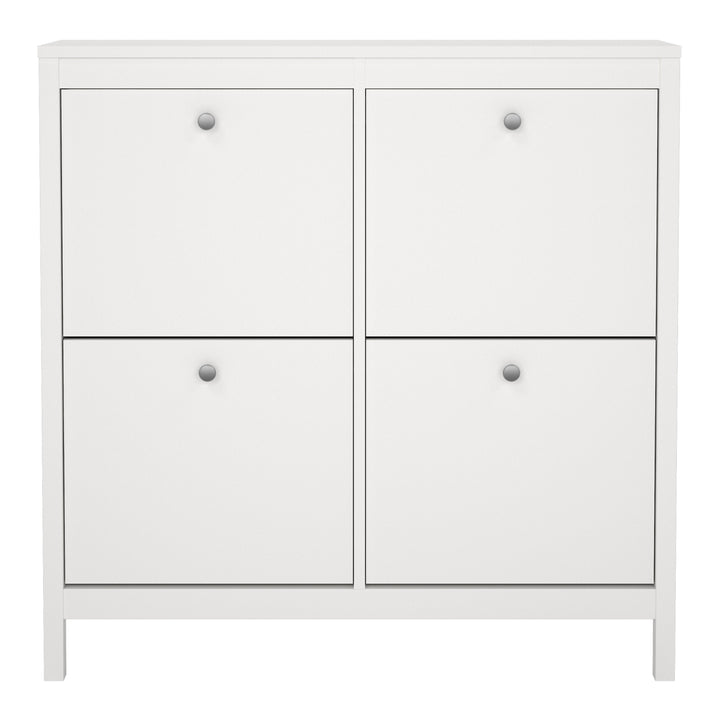 Madrid Shoe Cabinet with 4 Flip-Down Doors in White