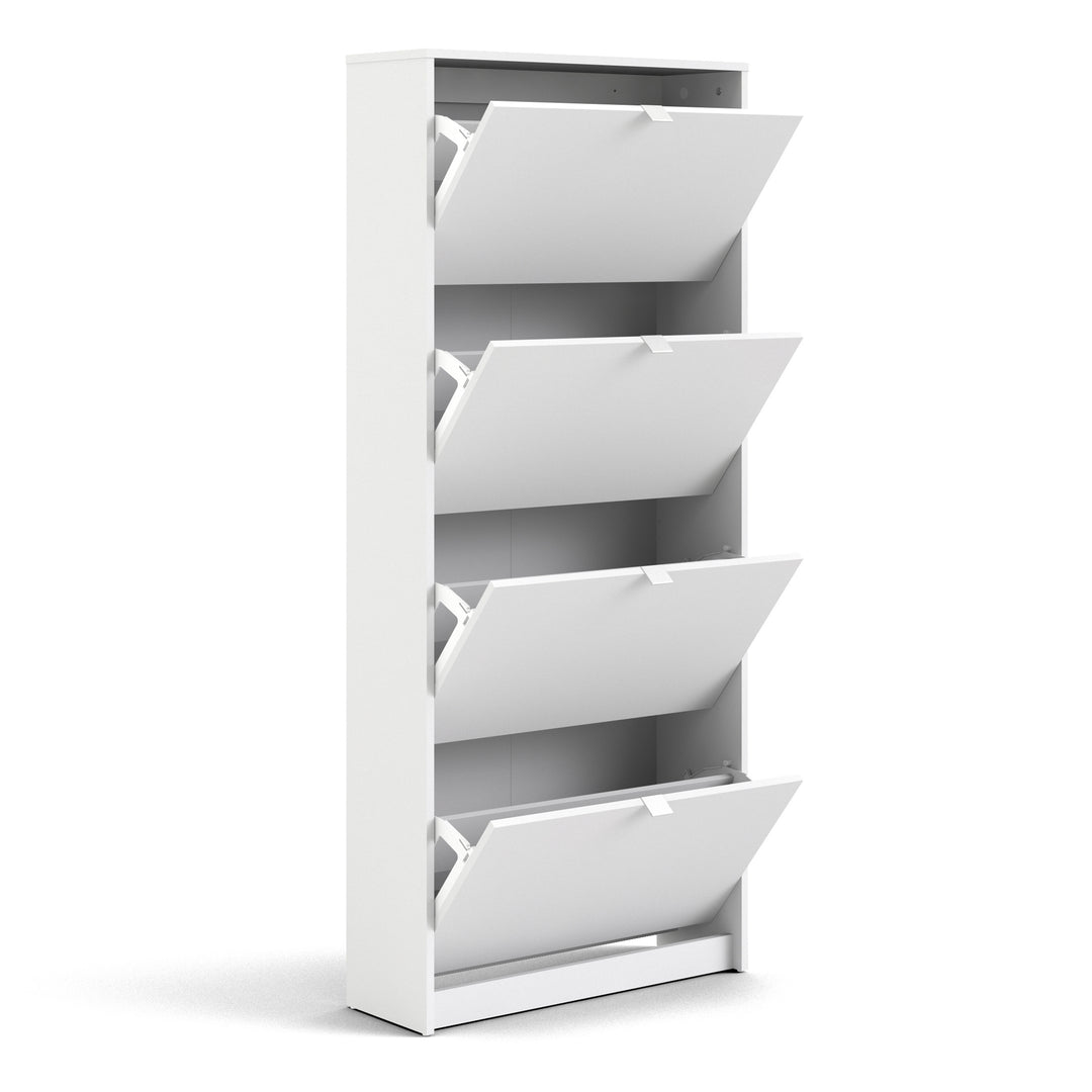 Shoes Cabinet with 4 Flip Doors and 2 Layers in White