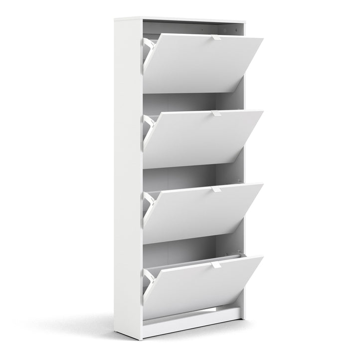 Shoes Cabinet with 4 Flip Doors and 2 Layers in White