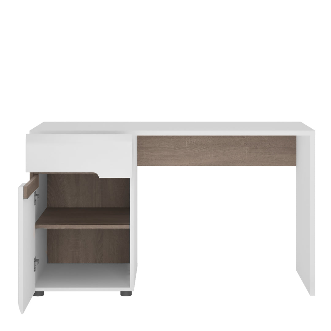 Chelsea White Dressing Table / Bedroom Desk with Truffle Oak Trim