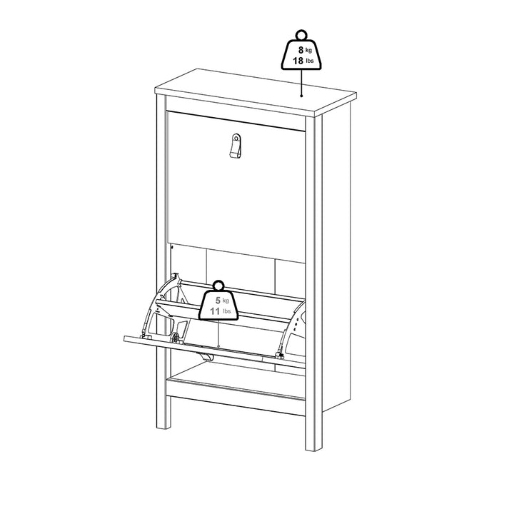 Madrid Shoe Cabinet 2 Flip Down Doors White