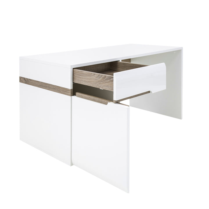 Chelsea White Dressing Table / Bedroom Desk with Truffle Oak Trim