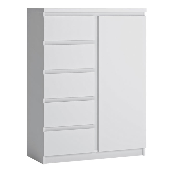 Fribo Cabinet with 1 Door and 5 Drawers in White Finish