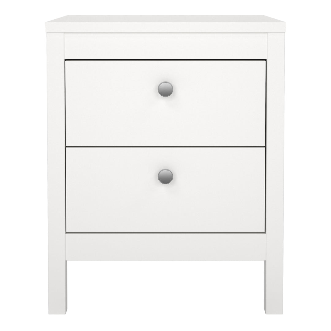 Madrid Bedside Table 2 Drawers in White