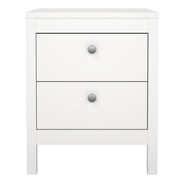 Madrid Bedside Table 2 Drawers in White