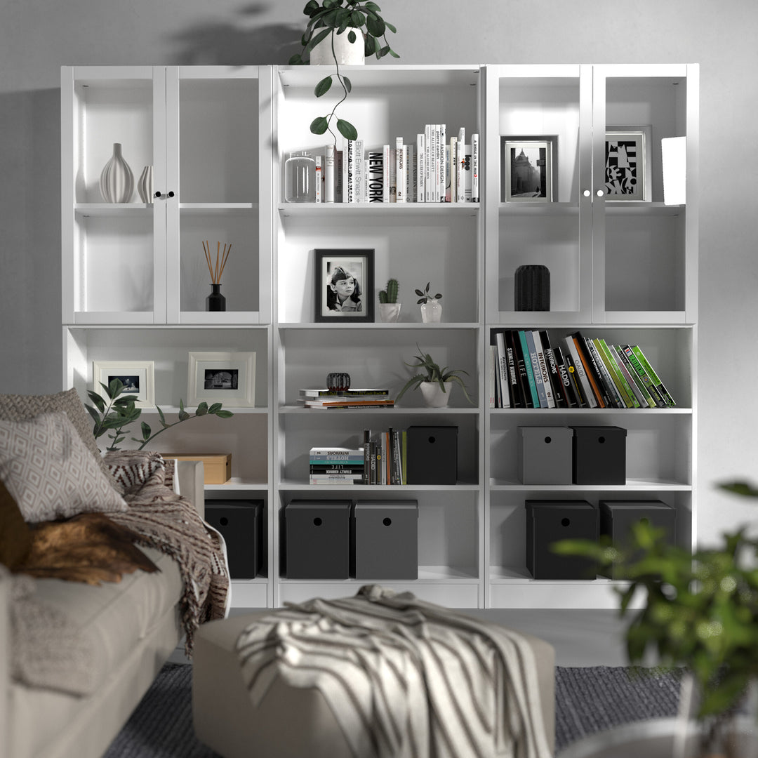 Basic Tall Wide Bookcase 4 Shelves in White