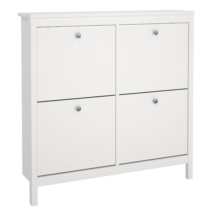 Madrid Shoe Cabinet with 4 Flip-Down Doors in White