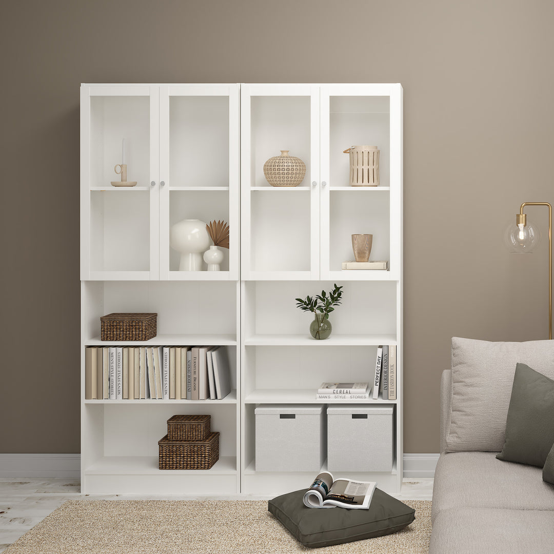 Basic Tall Wide Bookcase 4 Shelves in White