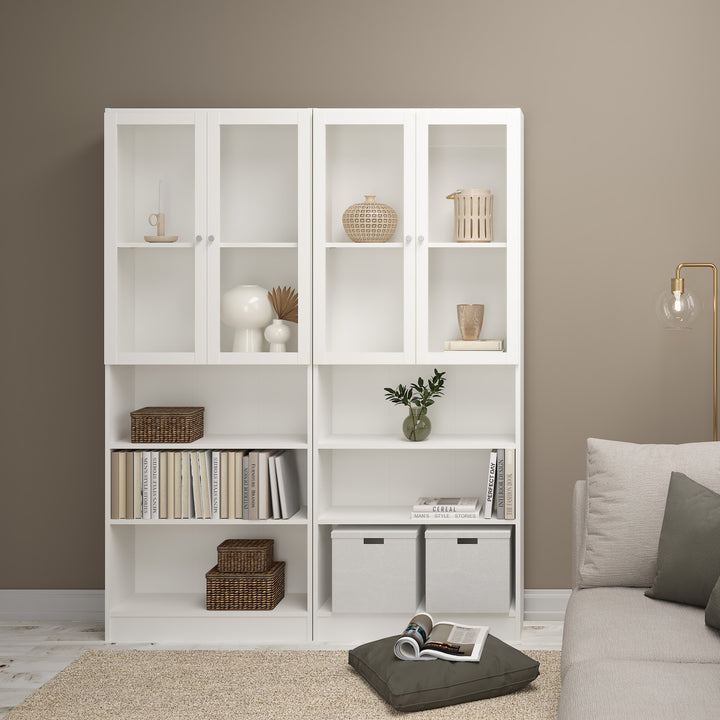 Basic Tall Wide Bookcase 4 Shelves in White