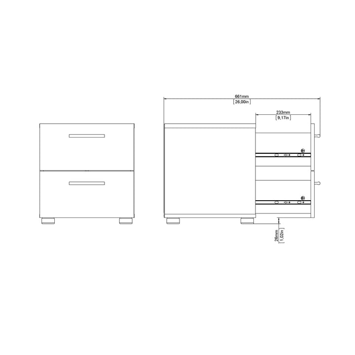 Pepe Bedside 2 Drawers in White