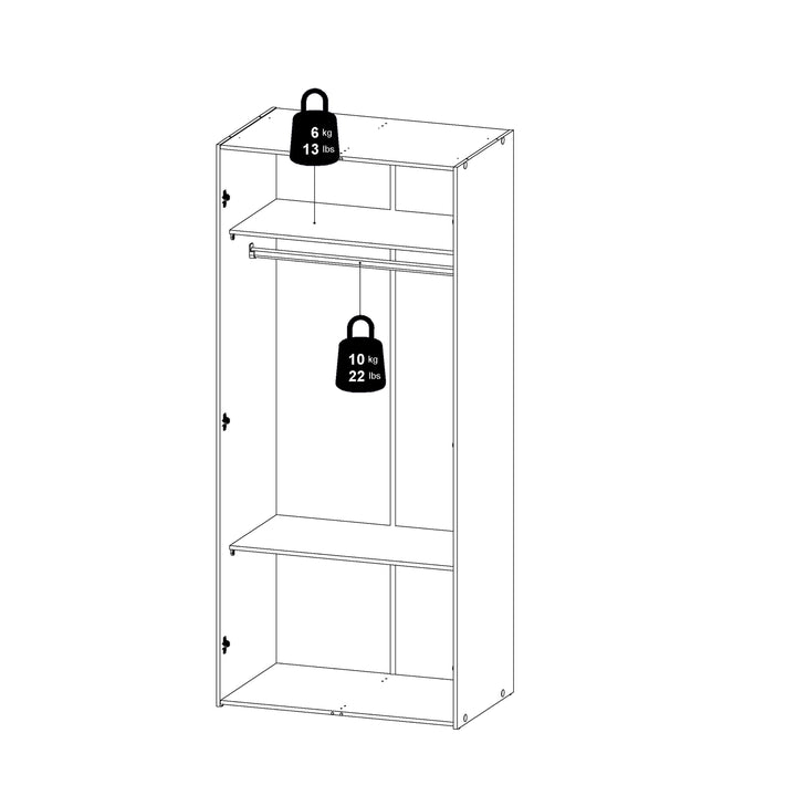 Space Wardrobe with 2 Doors in White 1750