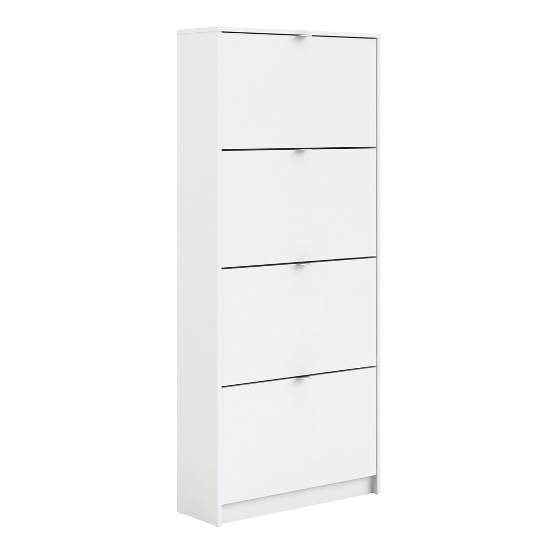 Shoes Cabinet with 4 Flip Doors and 2 Layers in White