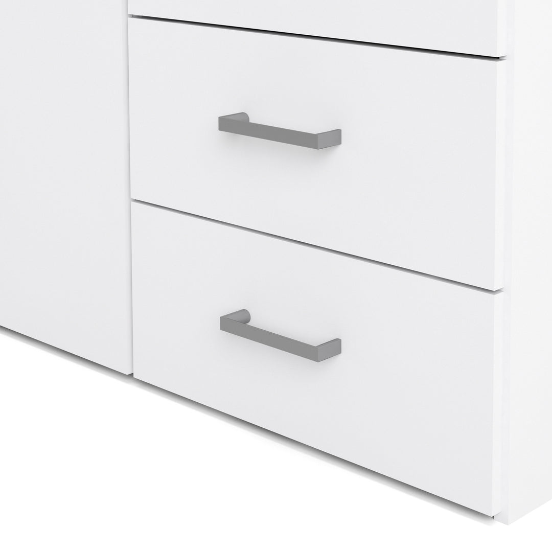 Space Wardrobe with 2 Doors + 3 Drawers in White 1750