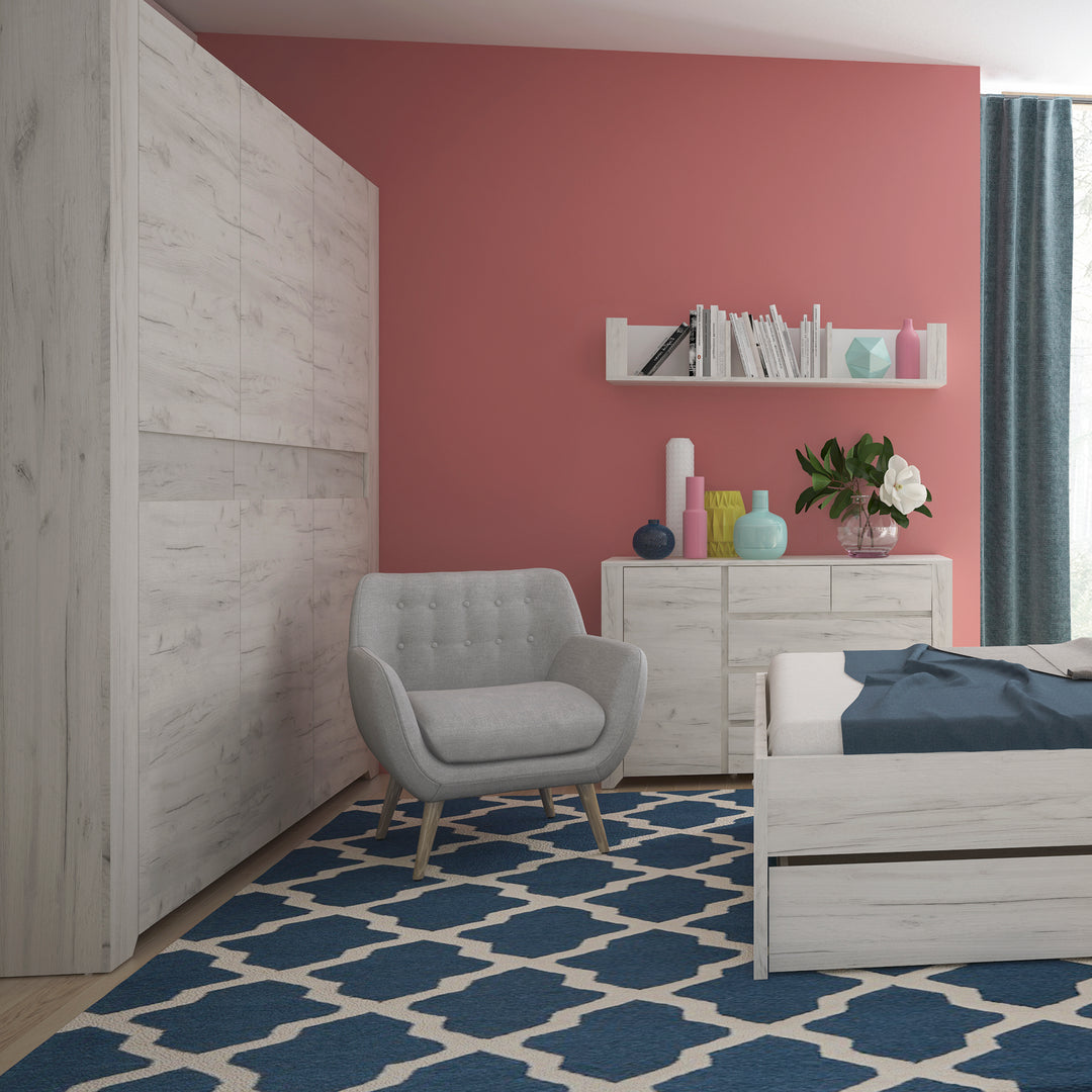 Angel Wardrobe  3 Door Modern Storage in White Finish