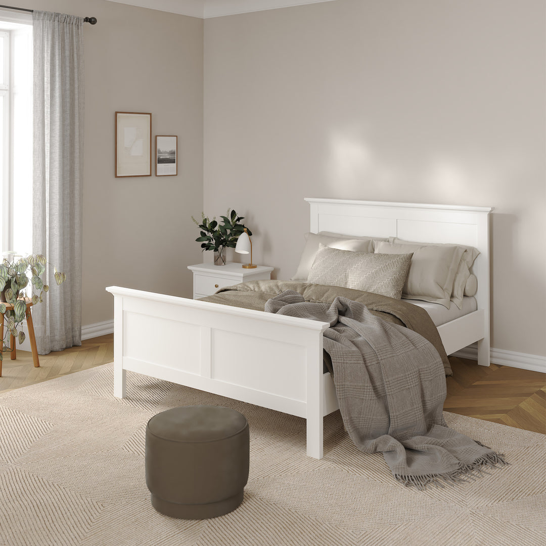 Paris Double Bed Frame 140 x 200cm in White Finish