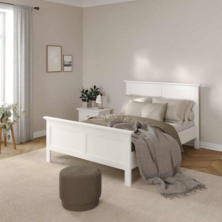 Paris Double Bed Frame 140 x 200cm in White Finish