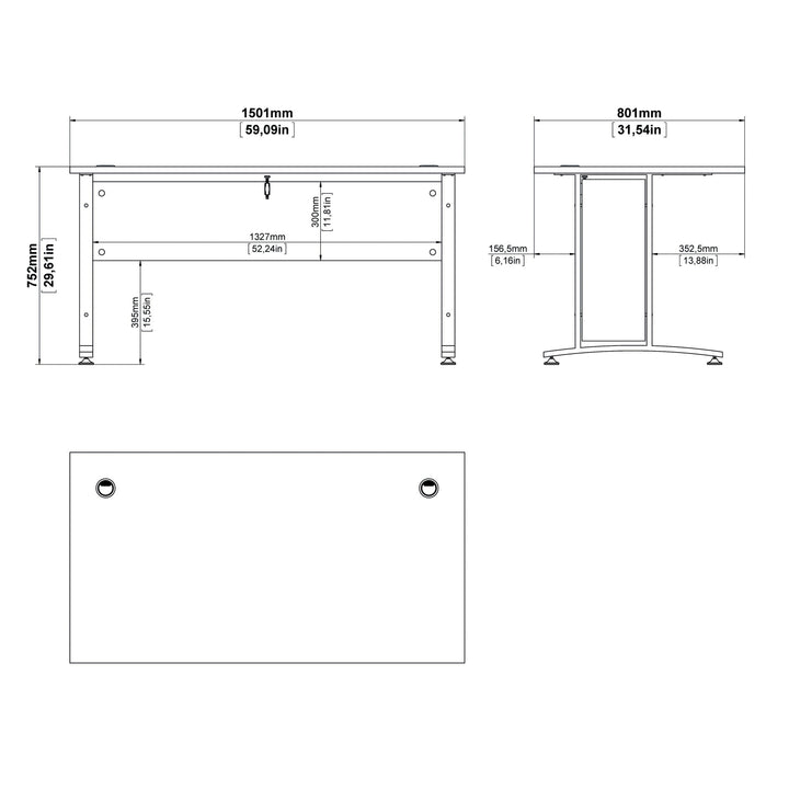 Prima Desk 150cm in White with White Legs