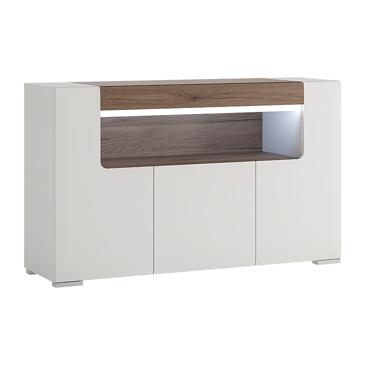 Toronto 3 Door Sideboard with Open Shelving and Plexi Lighting