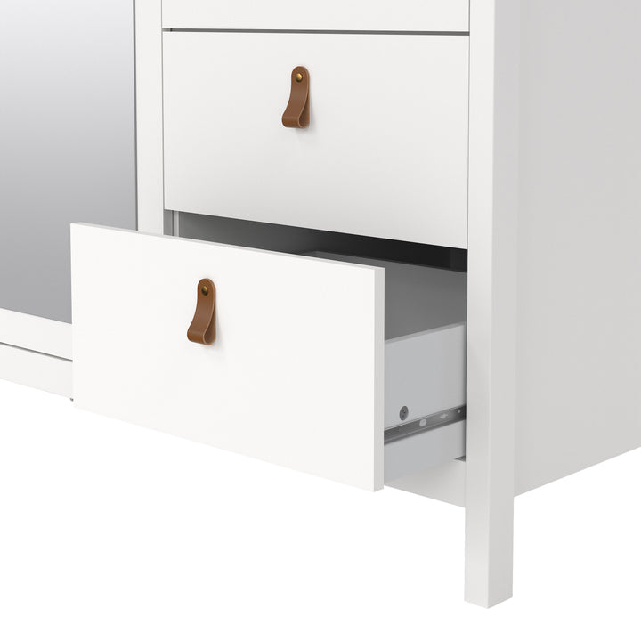 Barcelona Wardrobe  2 Door + 1 Mirrored Door with 2 Drawers in White Finish