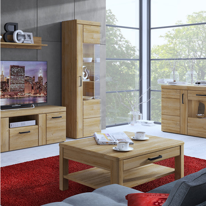 4 Door Wide Glazed Sideboard in Grandson Oak Cortina Collection