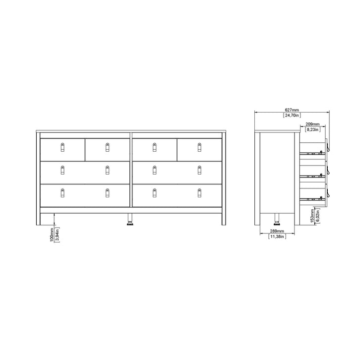 Barcelona Double Dresser 4+4 Drawers in White Finish