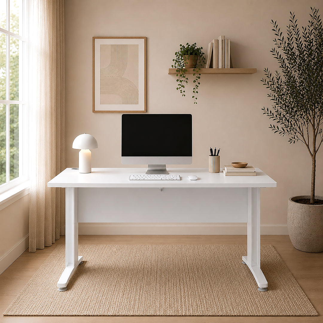 Prima Desk 150cm in White with White Legs