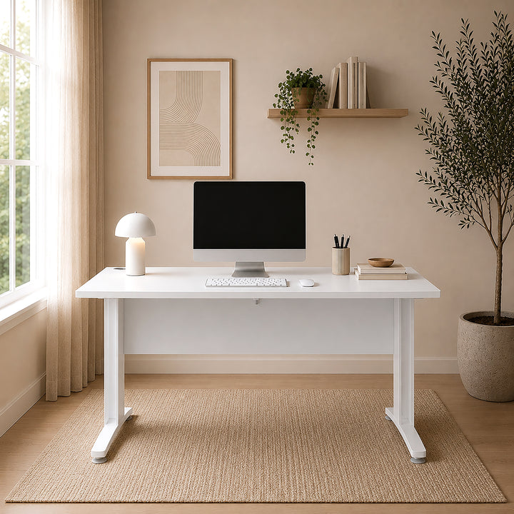 Prima Desk 150cm in White with White Legs