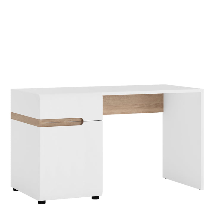 Chelsea White Dressing Table / Bedroom Desk with Truffle Oak Trim