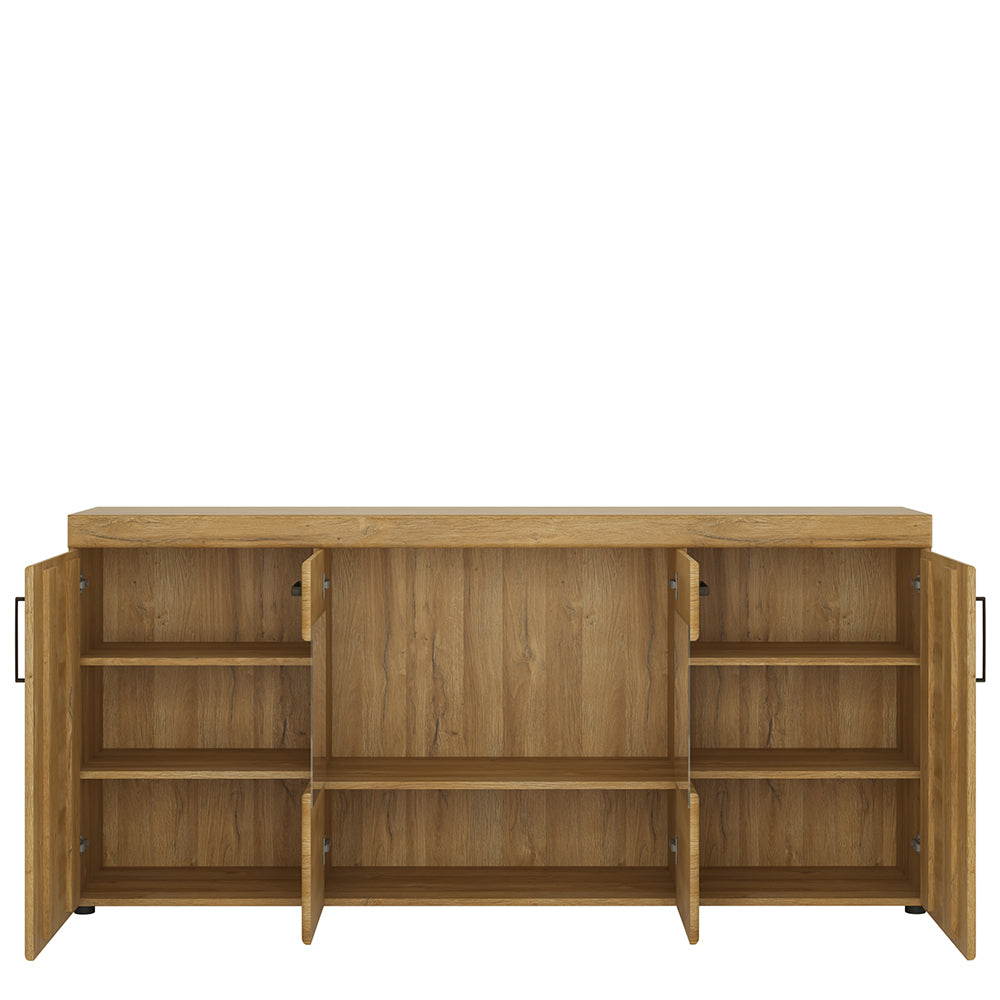 4 Door Wide Glazed Sideboard in Grandson Oak Cortina Collection