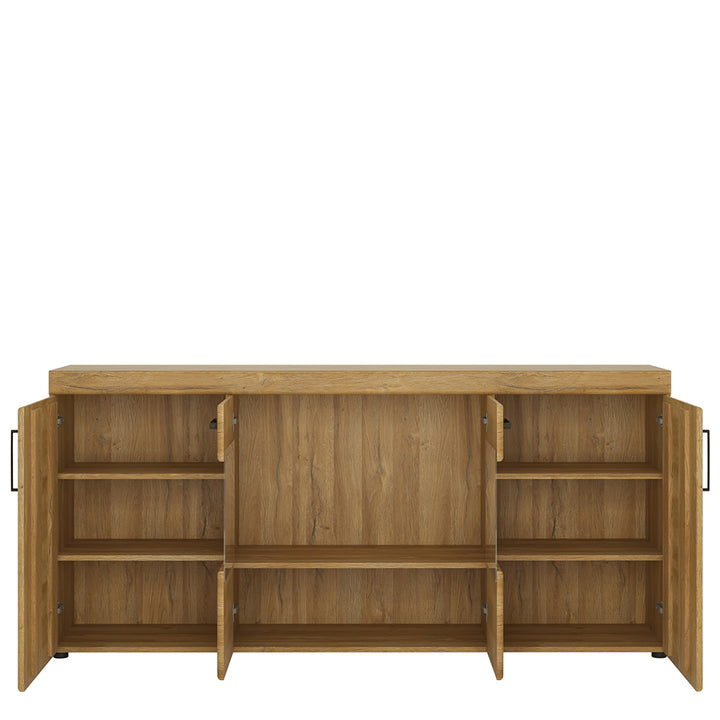 4 Door Wide Glazed Sideboard in Grandson Oak Cortina Collection