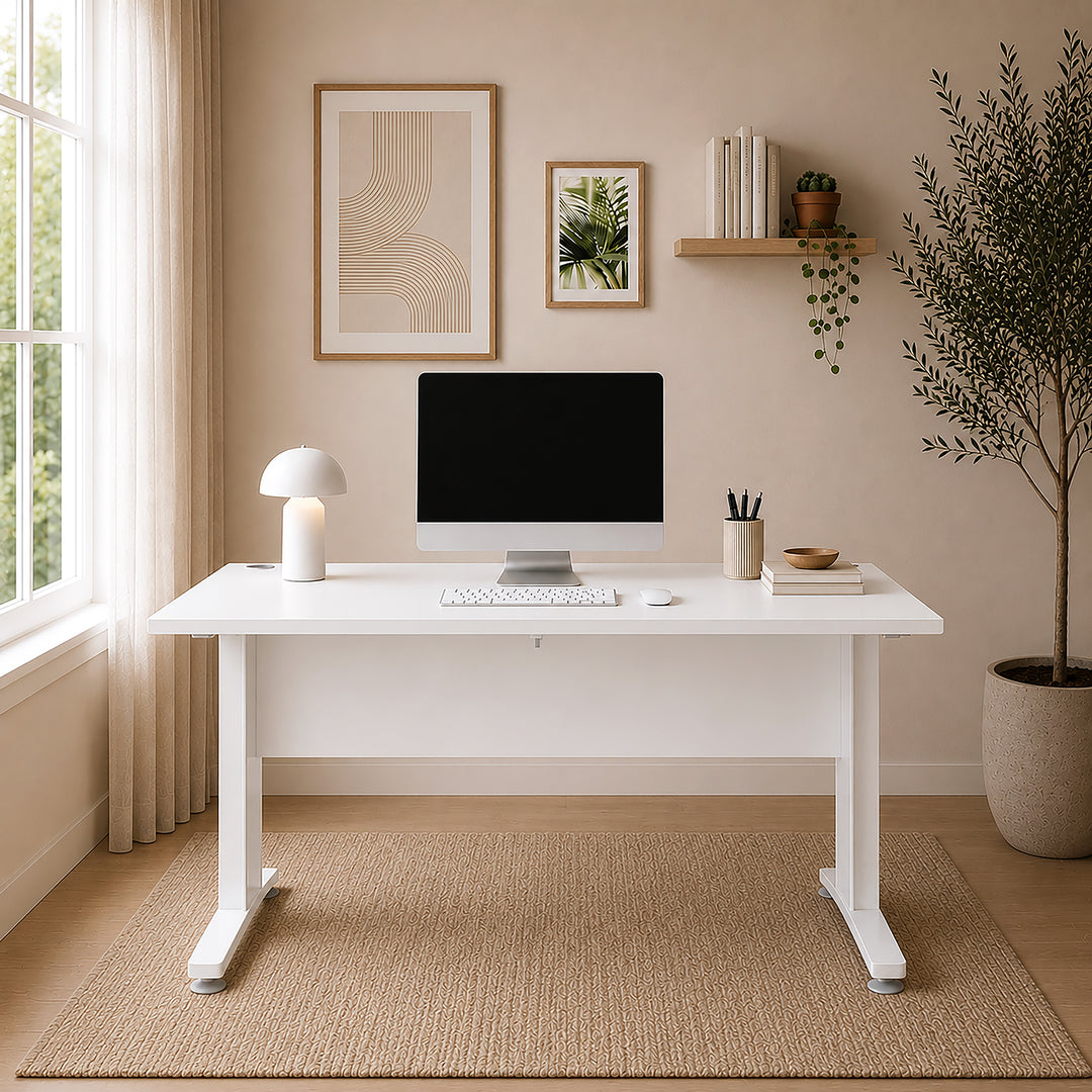 Prima Desk 120cm in White with White Legs