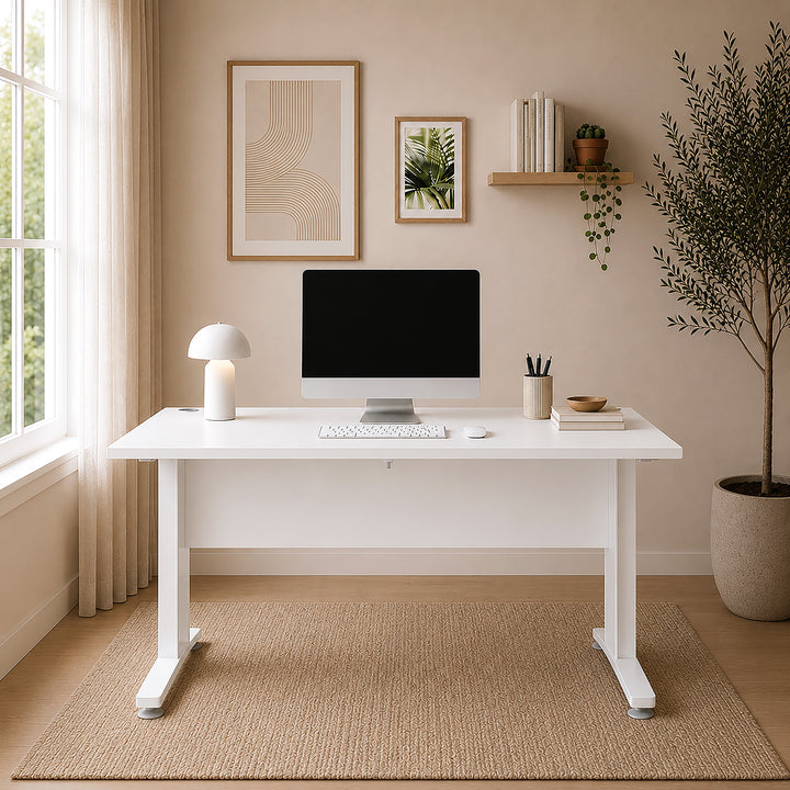 Prima Desk 120cm in White with White Legs