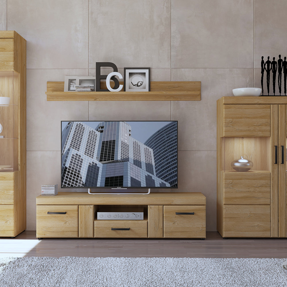 Cortina Wide TV Cabinet with 2 Doors and 1 Drawer in Grandson Oak Finish