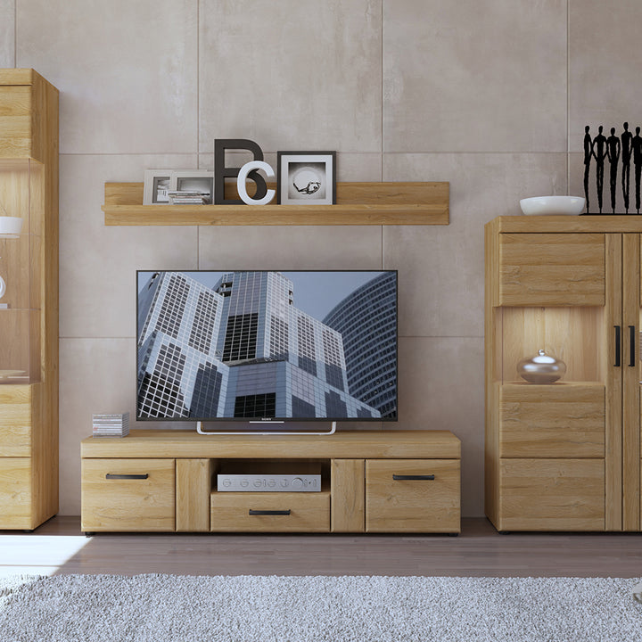 Cortina Wide TV Cabinet with 2 Doors and 1 Drawer in Grandson Oak Finish
