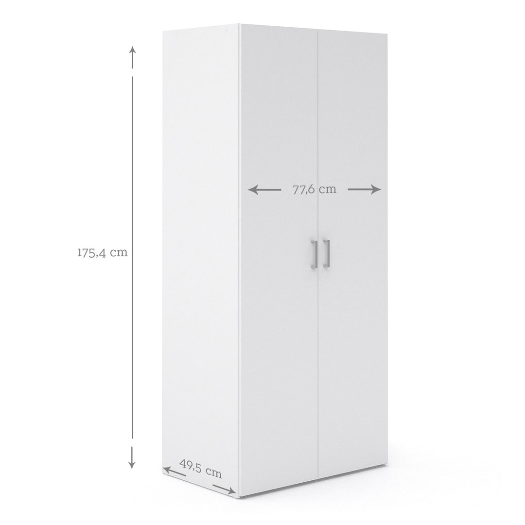 Space Wardrobe with 2 Doors in White 1750