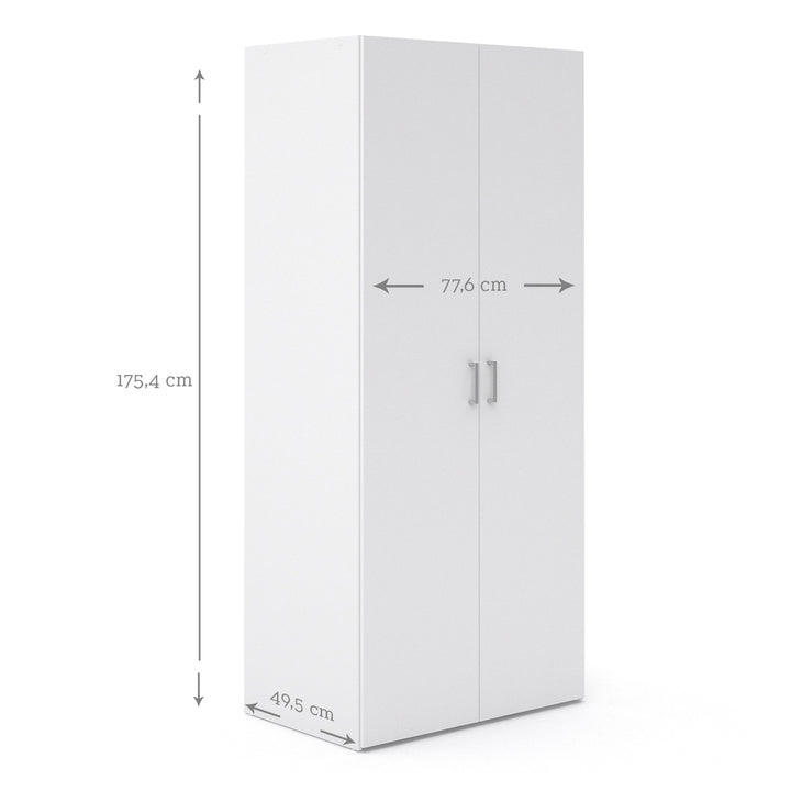 Space Wardrobe with 2 Doors in White 1750